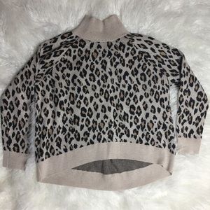 EUC LOFT Leopard Print Turtleneck Sweater XL
